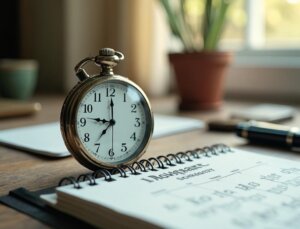 カレンダーと懐中時計、時間の管理