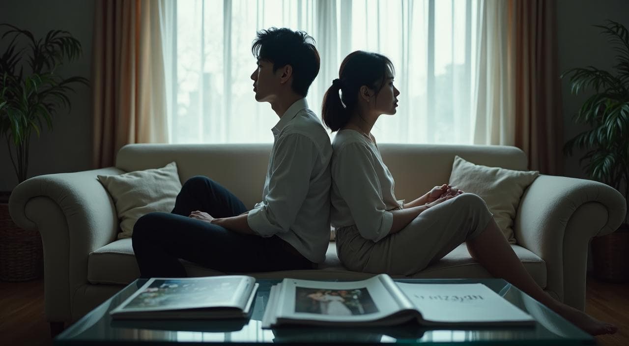 結婚式の準備中に喧嘩をして落ち込むカップル