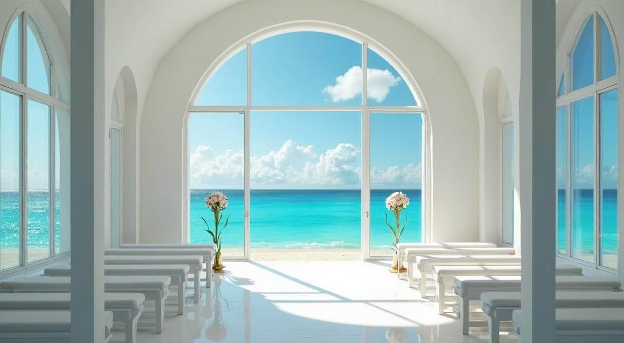 美ら海が見渡せるセントレジェンダ沖縄の白亜のチャペルのイメージ画像